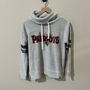 Women's '47 Gray New England Patriots Fleece Funnel Neck Pullover Sweatshirt